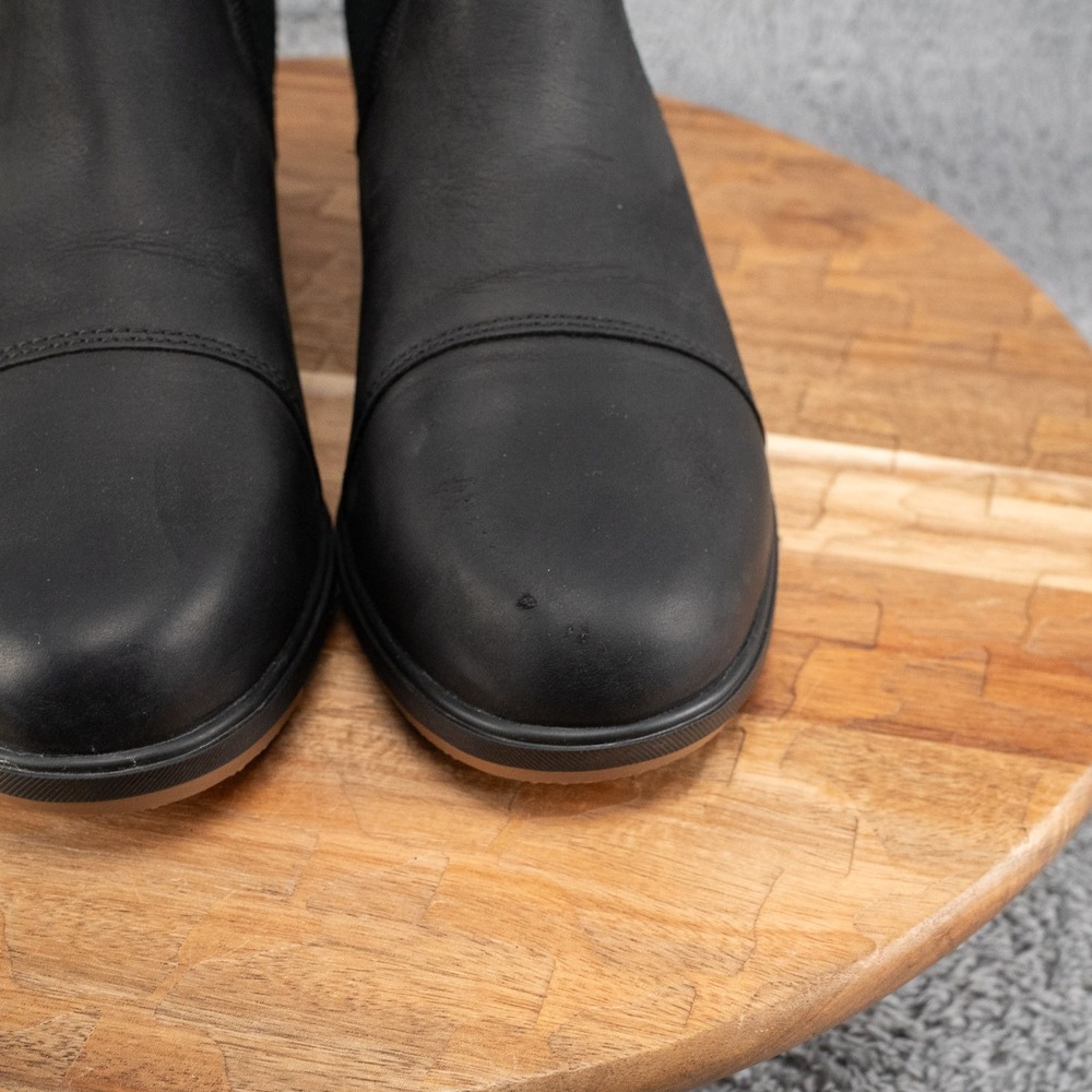 Sorel Joan of Arctic Wedge III Women's  Chelsea Boots Black Leather 8 Shoes - Picture 3 of 7